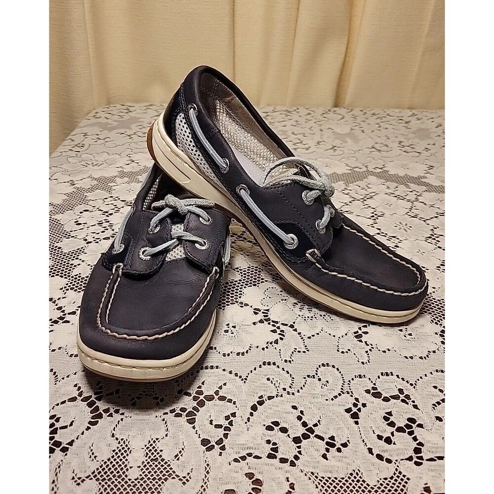 Sperry Leather Top-Sider Bluefish Boat Shoes Navy Blue Womens Sz 6 Comfy Casual
